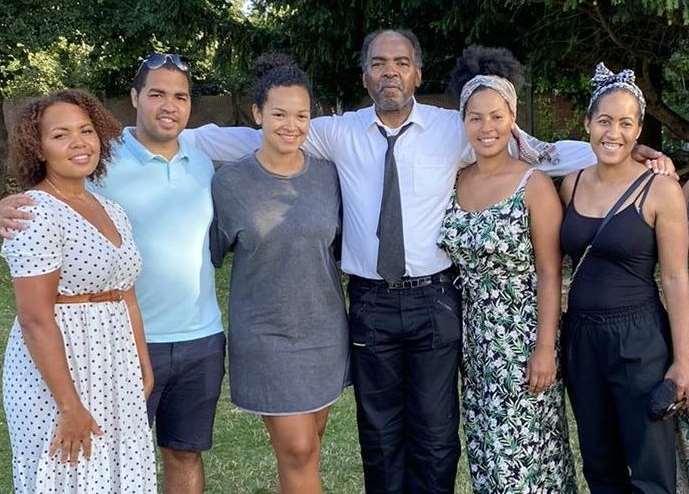 Asquith's son Robertson with his family (from left) Camealia Xavier-Chihota, Jerome Xavier, Isabella Whale, Athena Xavier and Kayleigh Xavier