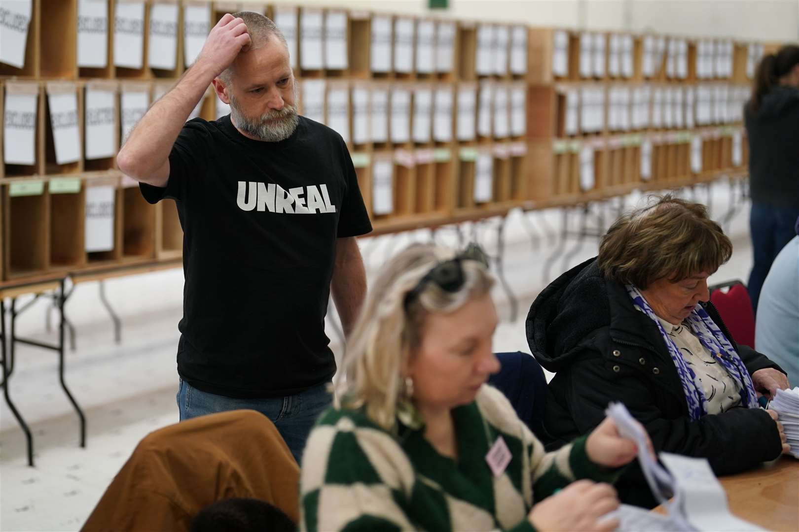 Counting continued at Nemo Rangers GAA Club in Cork on Monday (Jacob King/PA)