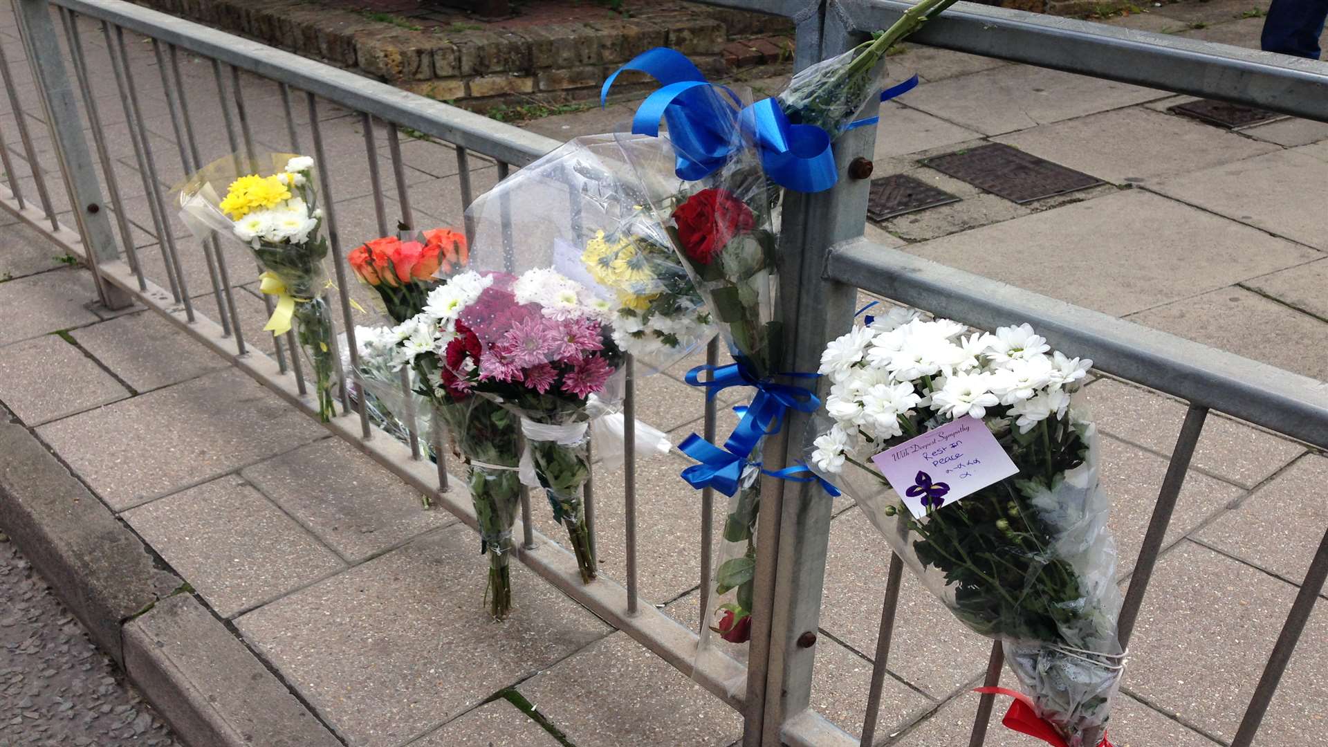 Flowers at the scene in Perry Street, Northfleet