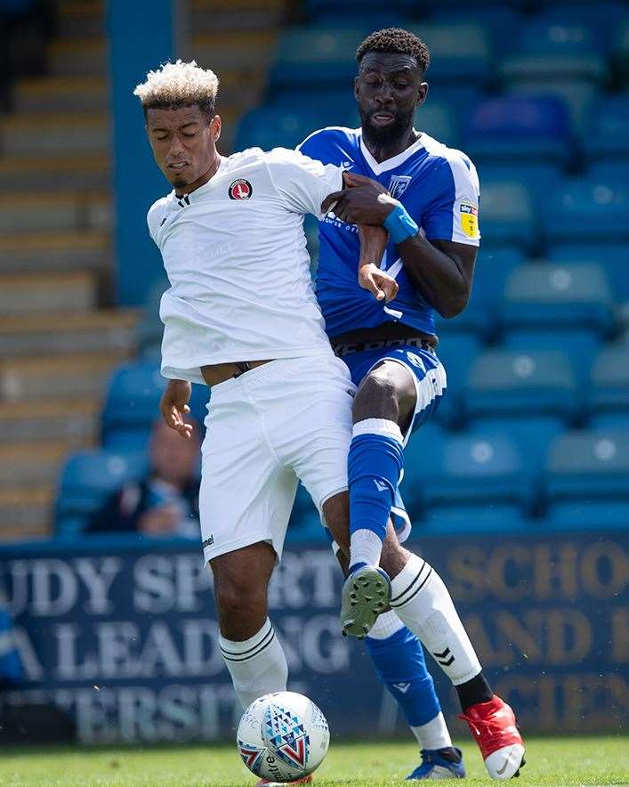 Charlton's Lyle Taylor is put under pressure Picture: Ady Kerry (14058443)