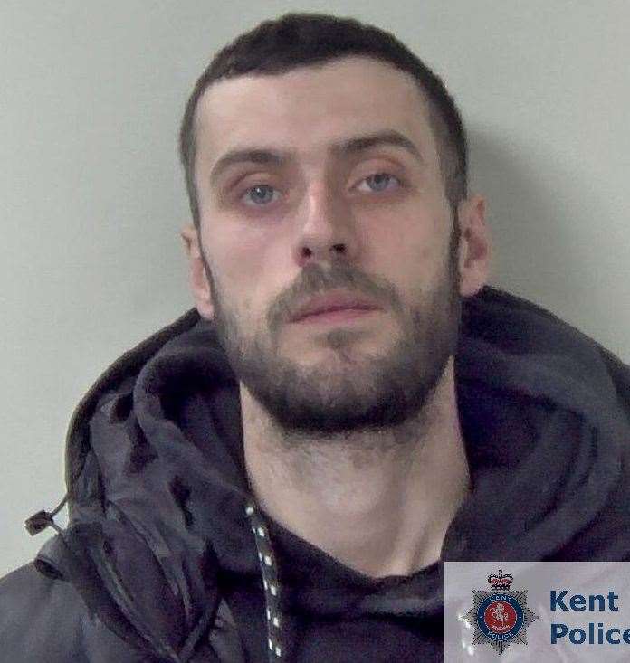 Alfie Ball, 24, of Cheriton Road, Folkestone, was jailed for two years and three months: Kent Police