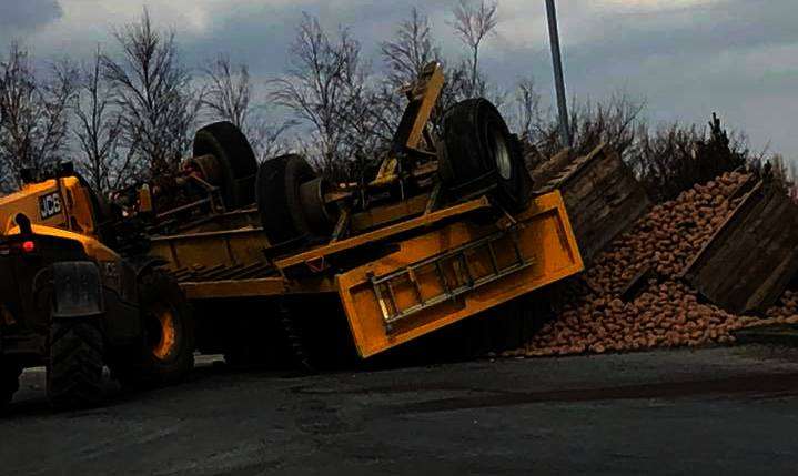 The spud spillage at the Betteshanger rounabout. Picture: Mandy Jayne Price (1222715)