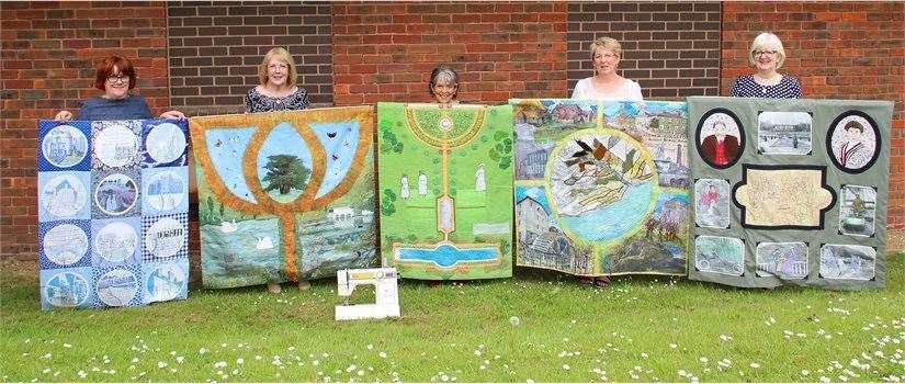 The Kearsney Stitchers from left, Rosie James, Pauline Danson, Wendy Ward, Susanne Leggatt, Bev Williams. Pictures: Dover District Council