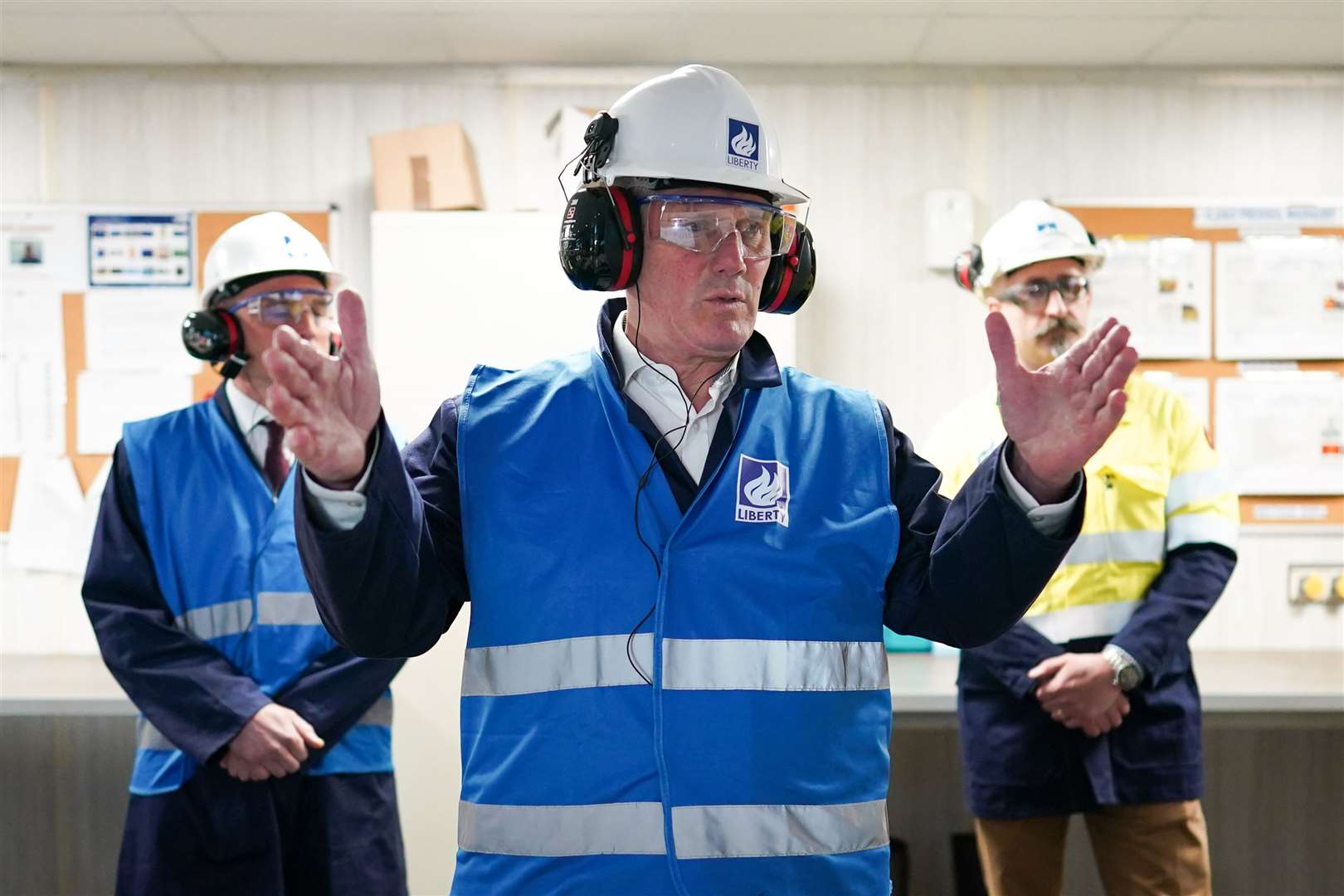 Labour leader Keir Starmer during a visit to the Liberty Steel Mill in Hartlepool on Saturday (Ian Forsyth/PA)