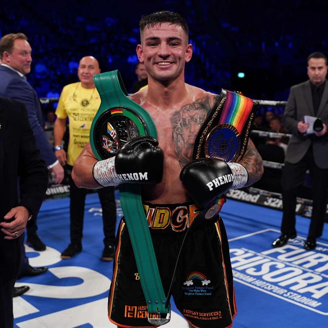 New Commonwealth champion Sam Noakes with his two belts.