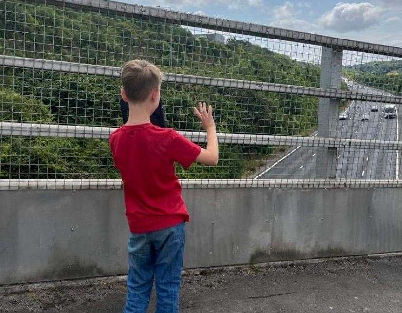 His favourite thing is to wave at passing cars and lorries. Picture: Kerry North