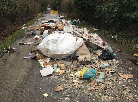 Rubbish blocking Bockingford Lane in Maidstone earlier this year