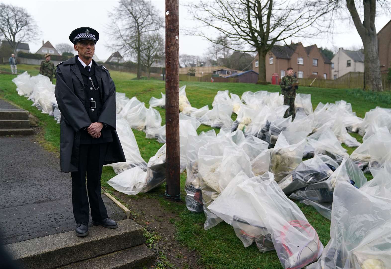 A view of the set in Bathgate during filming for an upcoming Sky series about the Lockerbie bombing (Andrew Milligan/PA)