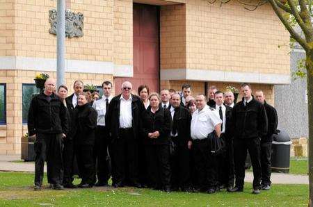 Officers outside HMP Elmley, Sheppey