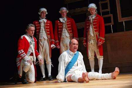 Orlando James, Beruce Khan, Ryan Saunders, Peter McGovern and David Haig in The Madness of George III