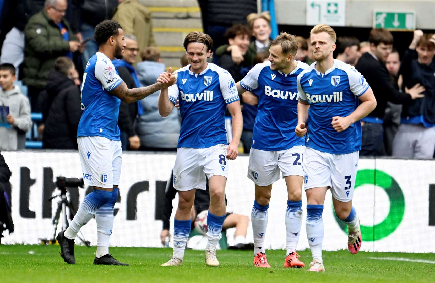 Armani Little is congratulated by his team-mates after scoring against Accrington Stanley earlier this season Picture: Barry Goodwin