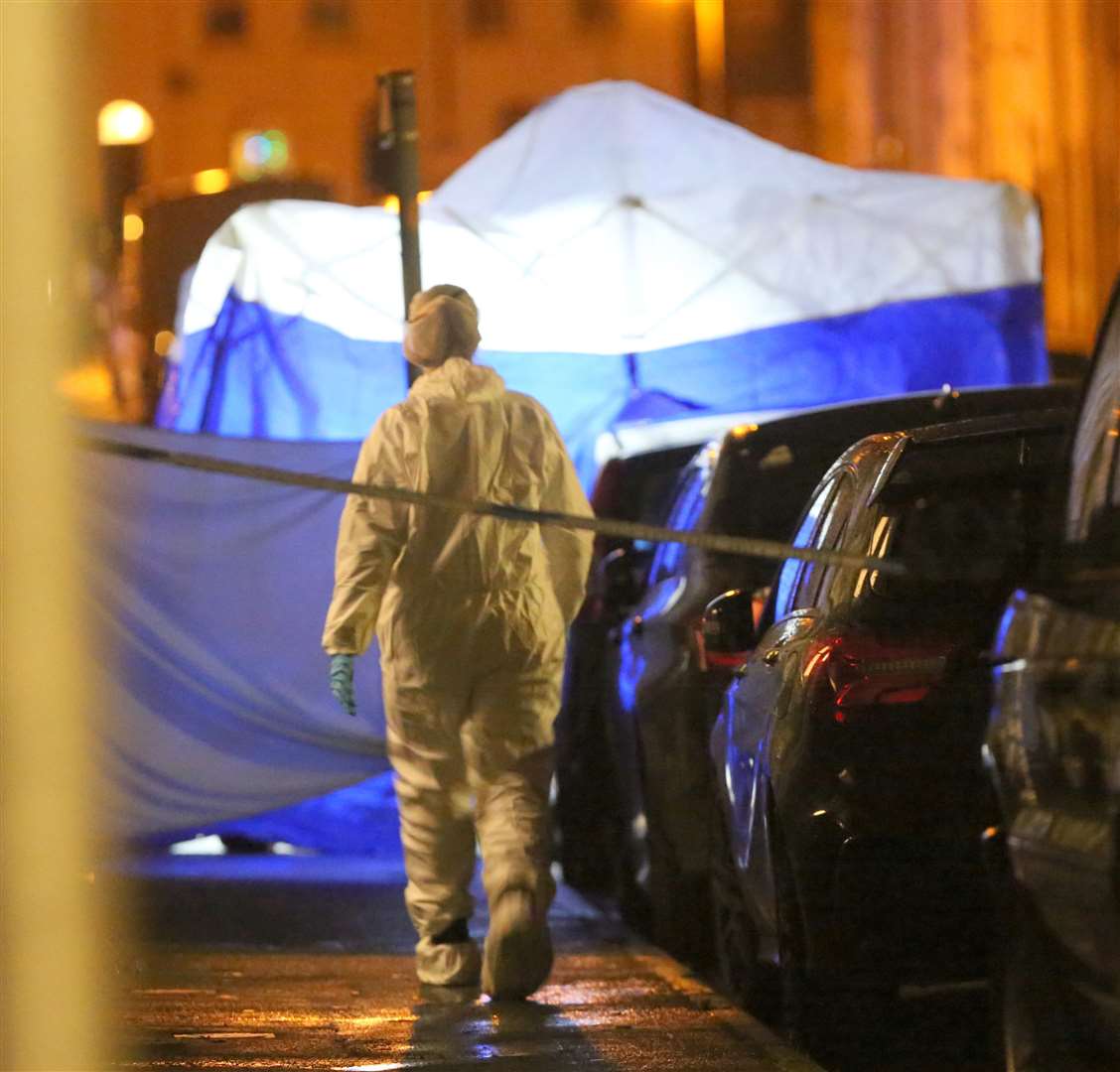 The scene of the murder on Friday, December 20 in Fox Street, Gillingham. Picture: UKNIP