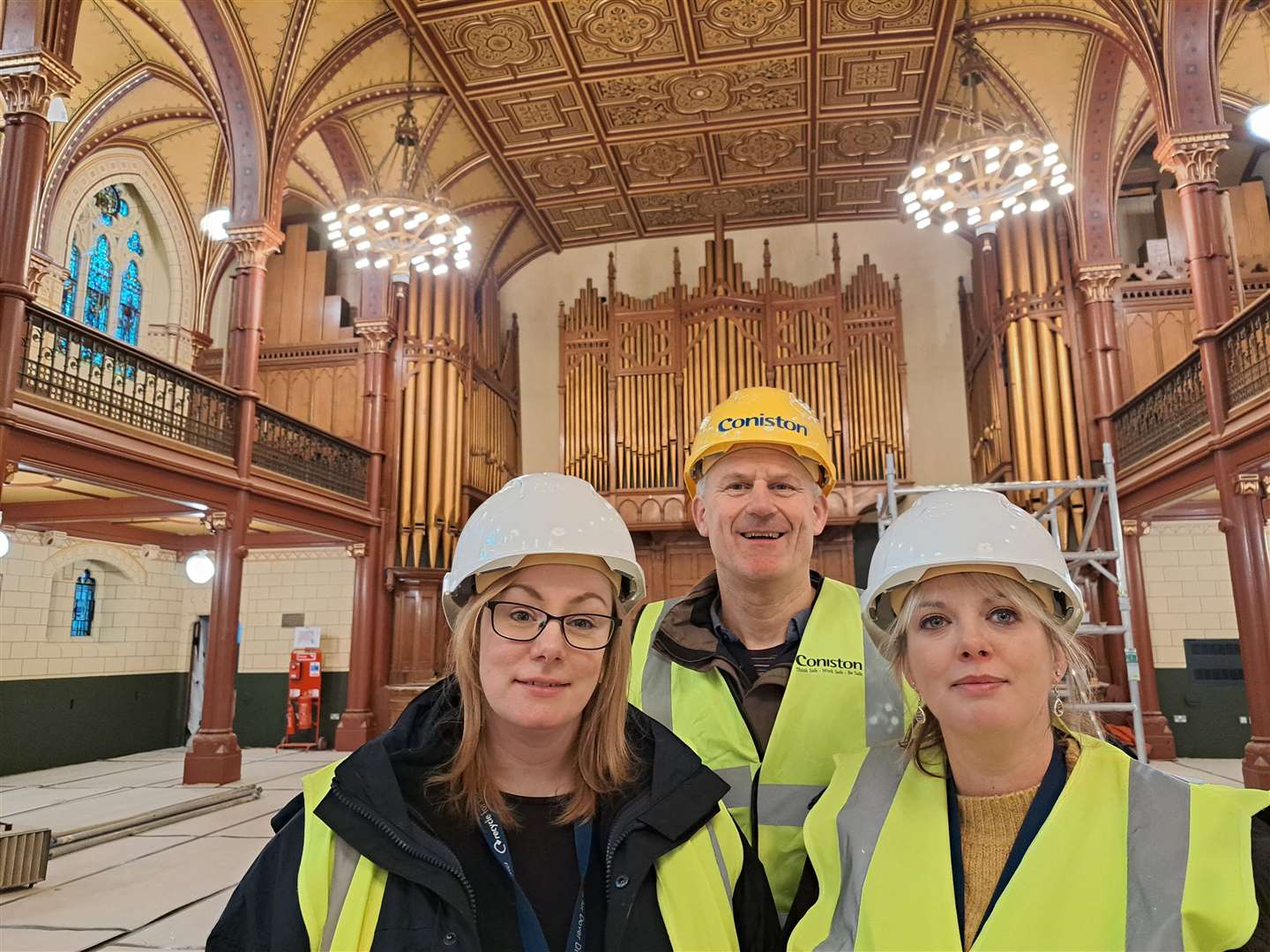 Members of the Maison Dieu refurbishment team in Dover; from left, venue manager Aimee Langley, engagement officer Martin Crowther and sales and events co-ordinator Laura Stroud