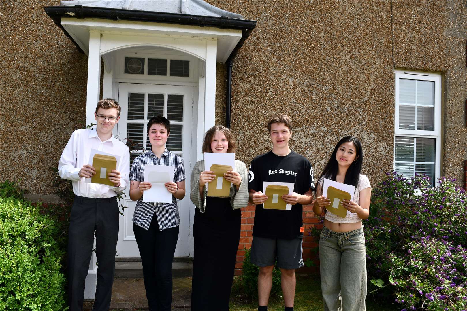 Pupils at The Duke of York’s Royal Military School receiving their GCSE results