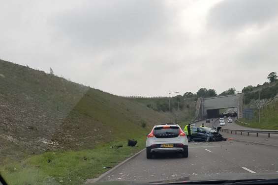 This car rolled several times. Picture David Street c/o @Reeceyjames