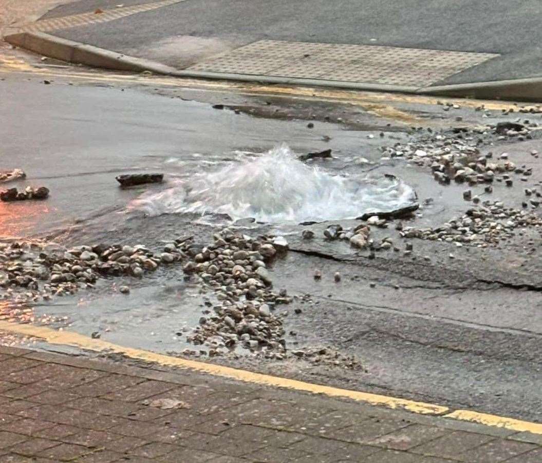 A sinkhole appeared outside St Margaret's at Troy Town school in King Street, Rochester yesterday. Picture: Eleisha George