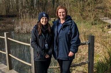 Bella Sabin-Dawson, education and wellbeing appentice with Kent Wildlife Trust, with Nikki Cresswell, right, the wilder wellbeing officer with the Trust