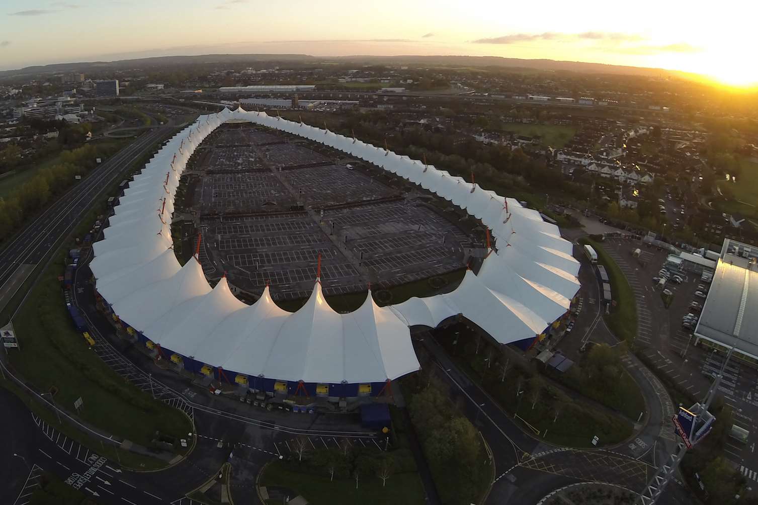 An aerial shot of the Ashford Designer Outlet. Picture: Dean Morse