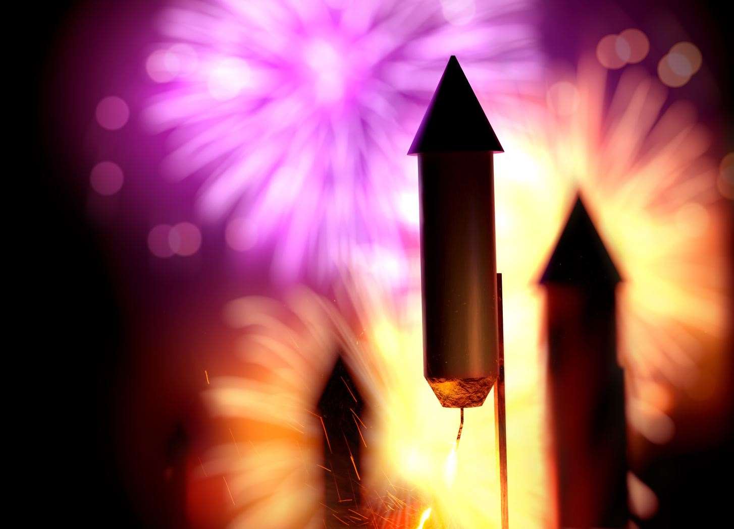 Fireworks were being thrown at pedestrians from a car. Stock picture