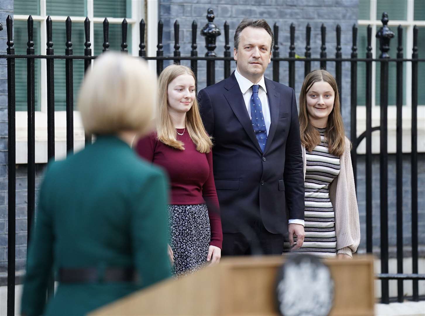 Liz Truss made her farewell speech with her family watching (James Manning/PA)