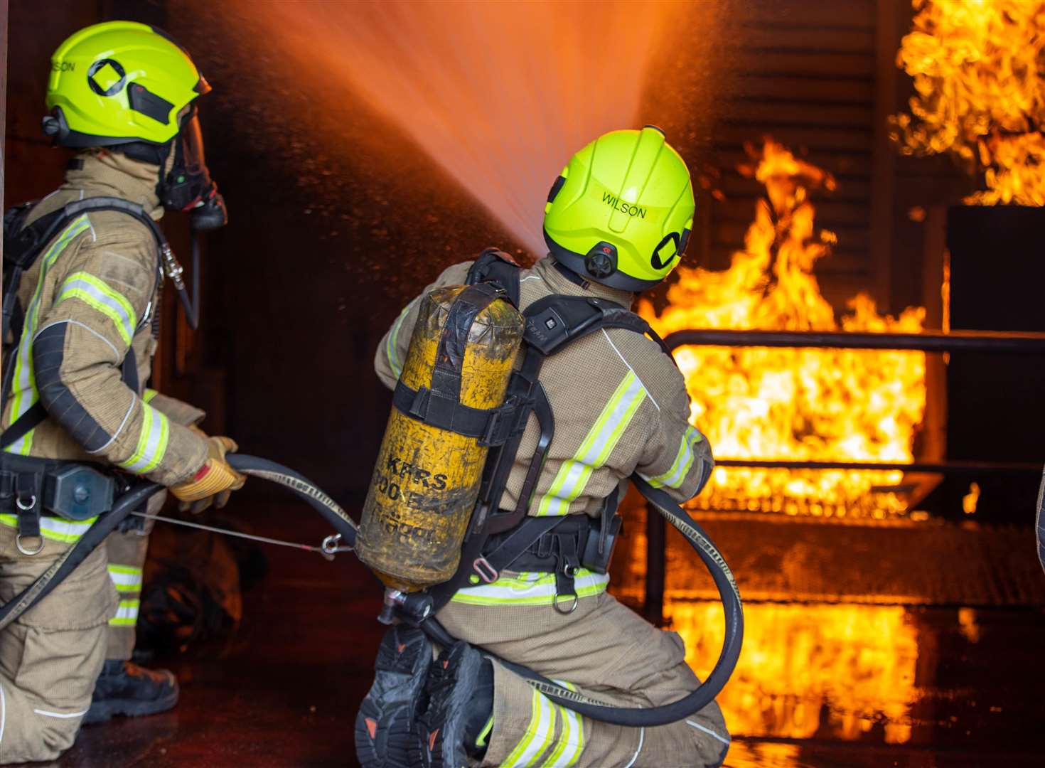 Four fire crews fought flames at the farm. Stock photo