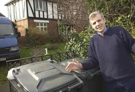 Gerald Bamfield with his two wheelie bins. Picture: TERRY SCOTT