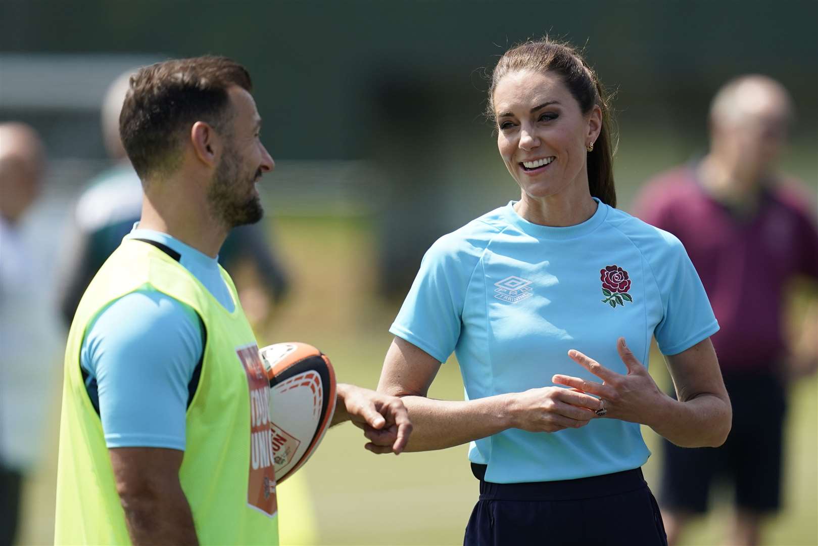 Kate chats with England player Danny Care (Andrew Matthews/PA)