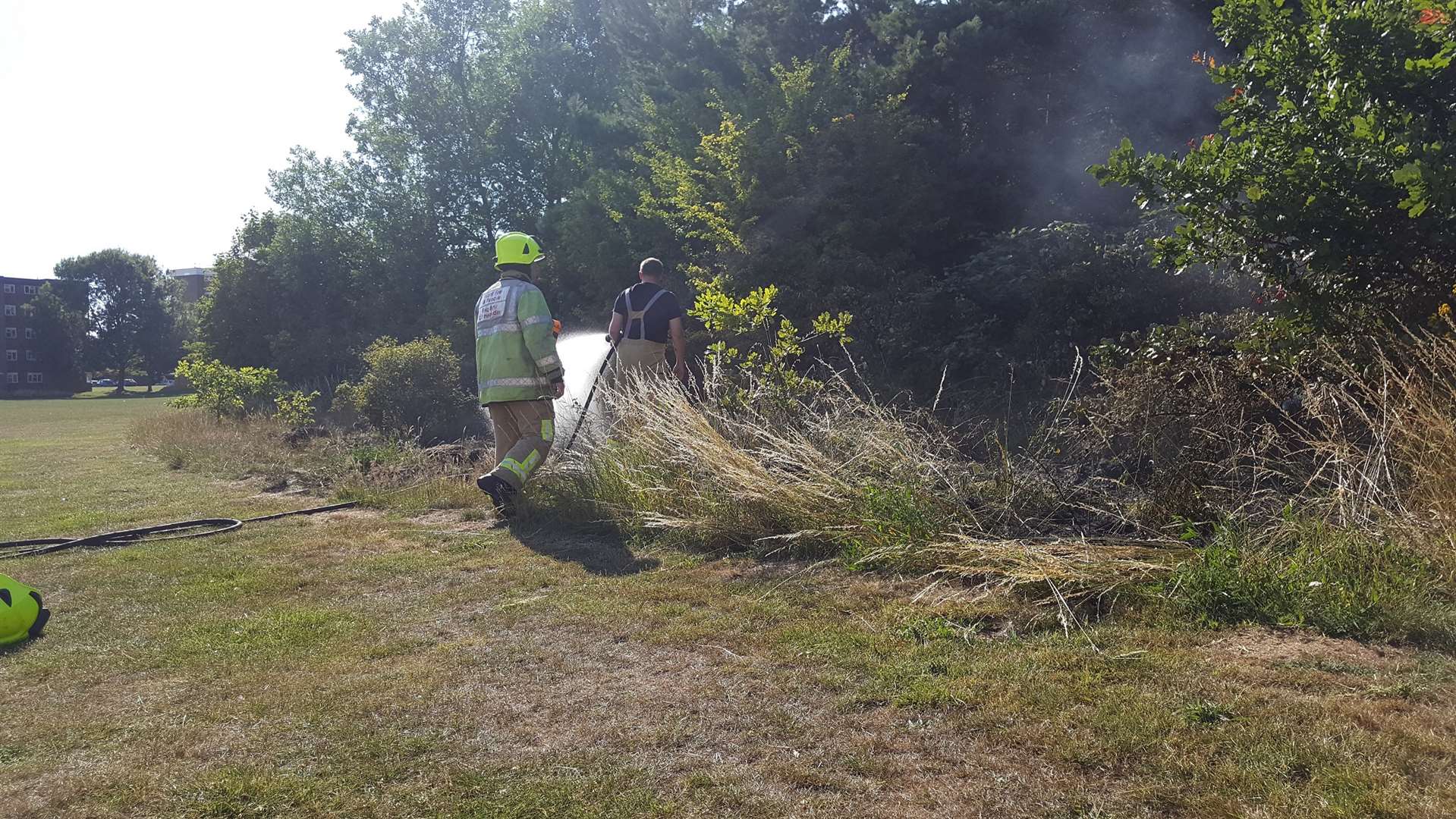 The burning embers are put out by Ashford firefighters Pic courtesy: Matt Lacey