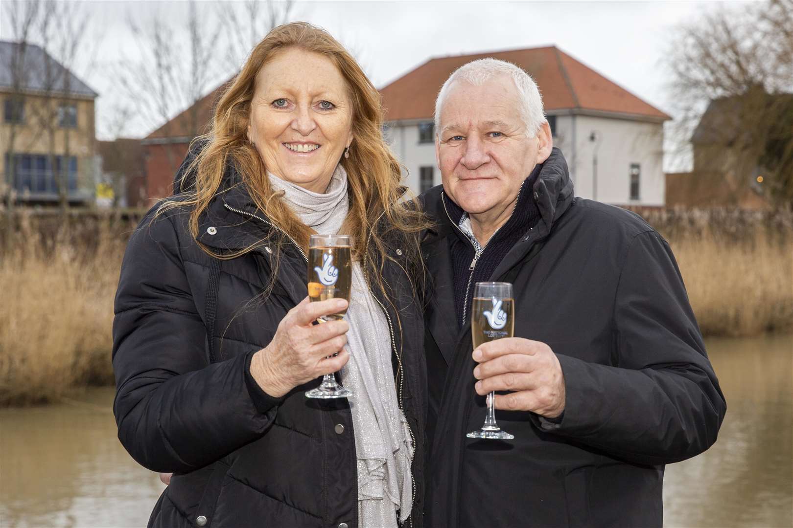 Louisa and Greg Tomlinson celebrating their win. Picture: James Robinson/Camelot