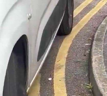The video shows the parking wardens' van parked on double yellow lines