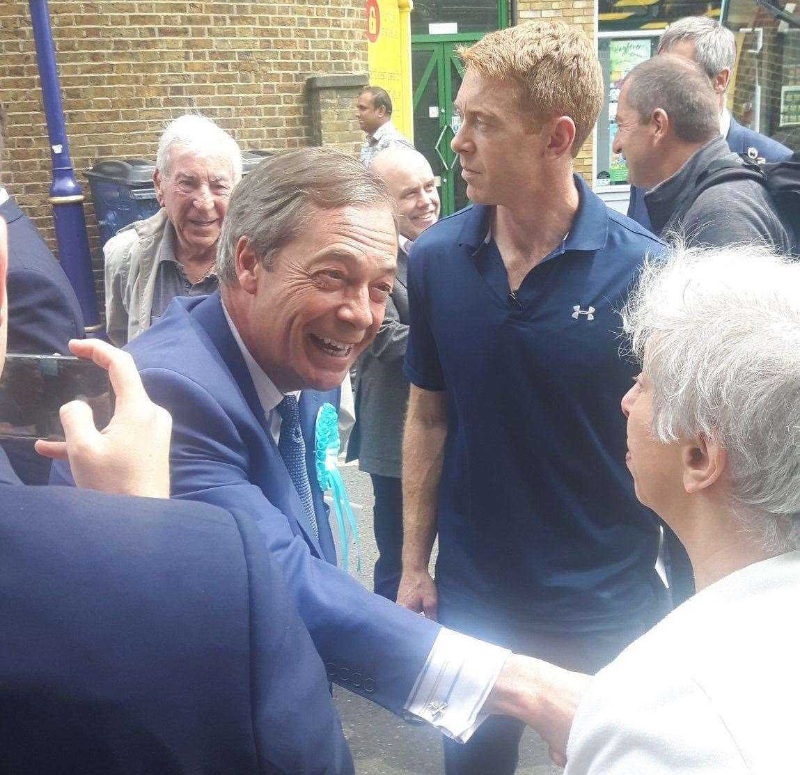 Nigel Farage meeting supporters in Dartford