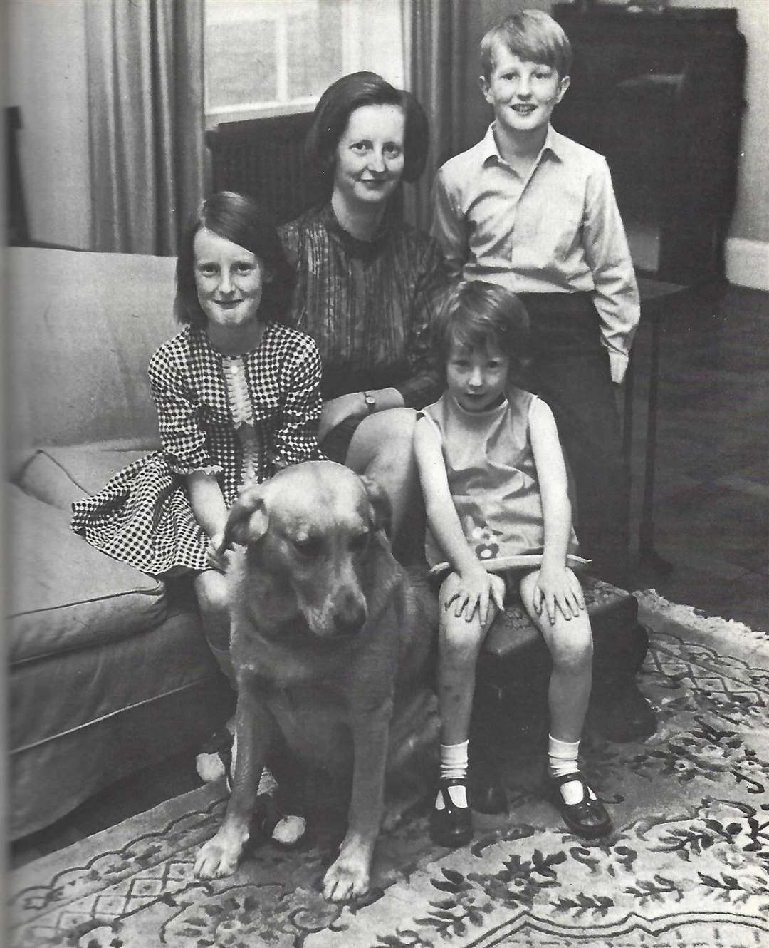 Lady Shannon of Loose with her children and dog