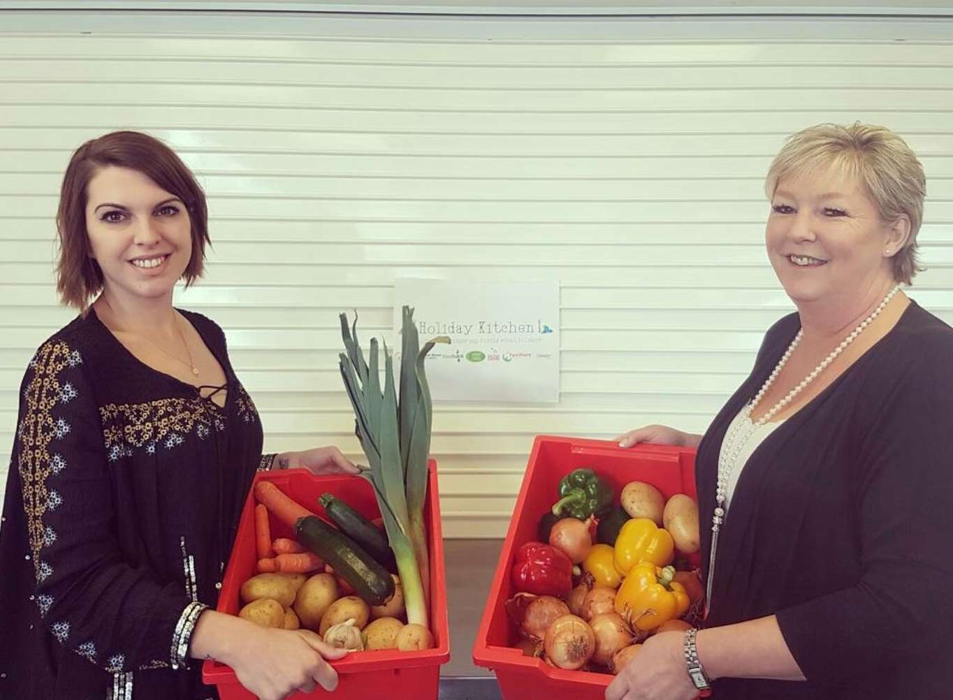 Mum Gina Herbert with Julia Hallett from Whole School Meals