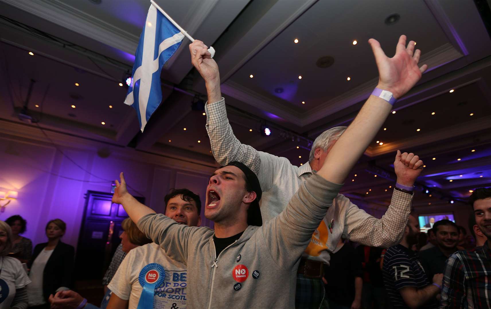 No supporters celebrate the result of the independence referendum in September 2014 (PA)