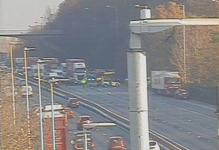 Traffic has been halted on the A2 Londonbound near Bluewater. Picture: National Highways