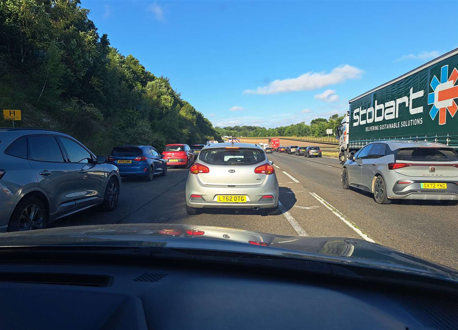 Traffic at a standstill on the northford A249 at Key Street.