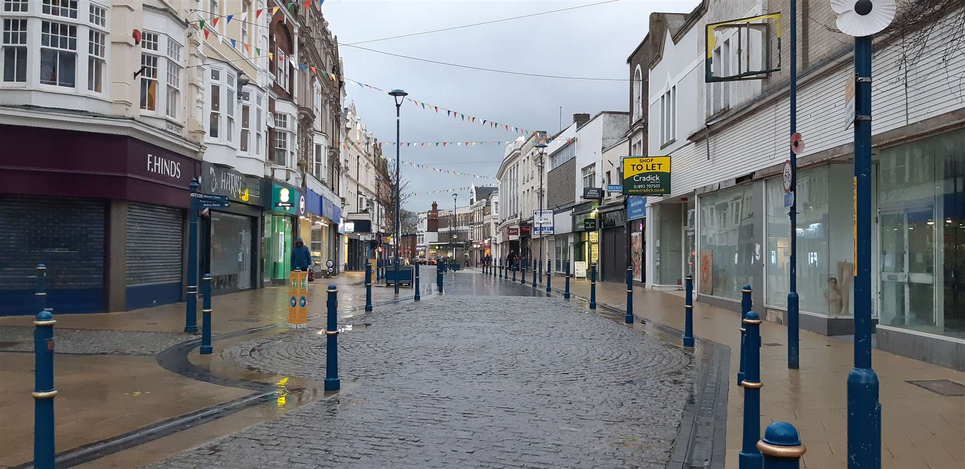 Biggin Street precinct, Dover, deserted at the start of the third lockdown, January 5. Picture:Sam Lennon