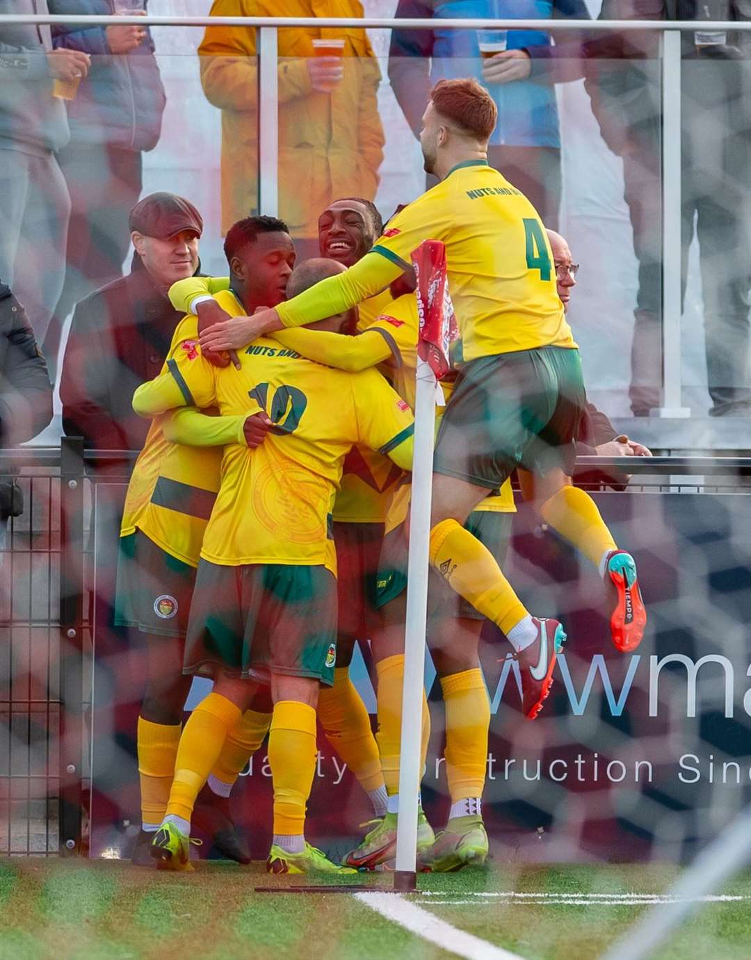 Ashford celebrate Omarr Lawson's early opener at Southwood. Picture: Ian Scammell