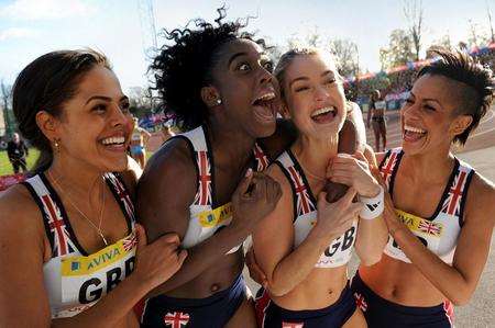 Shania (Lenora Crichlow), Belle (Lashana Lynch), Lisa (Lily James) and Sarah (Dominique Tipper) in Fast Girls. Picture: PA Photo/Studio Canal