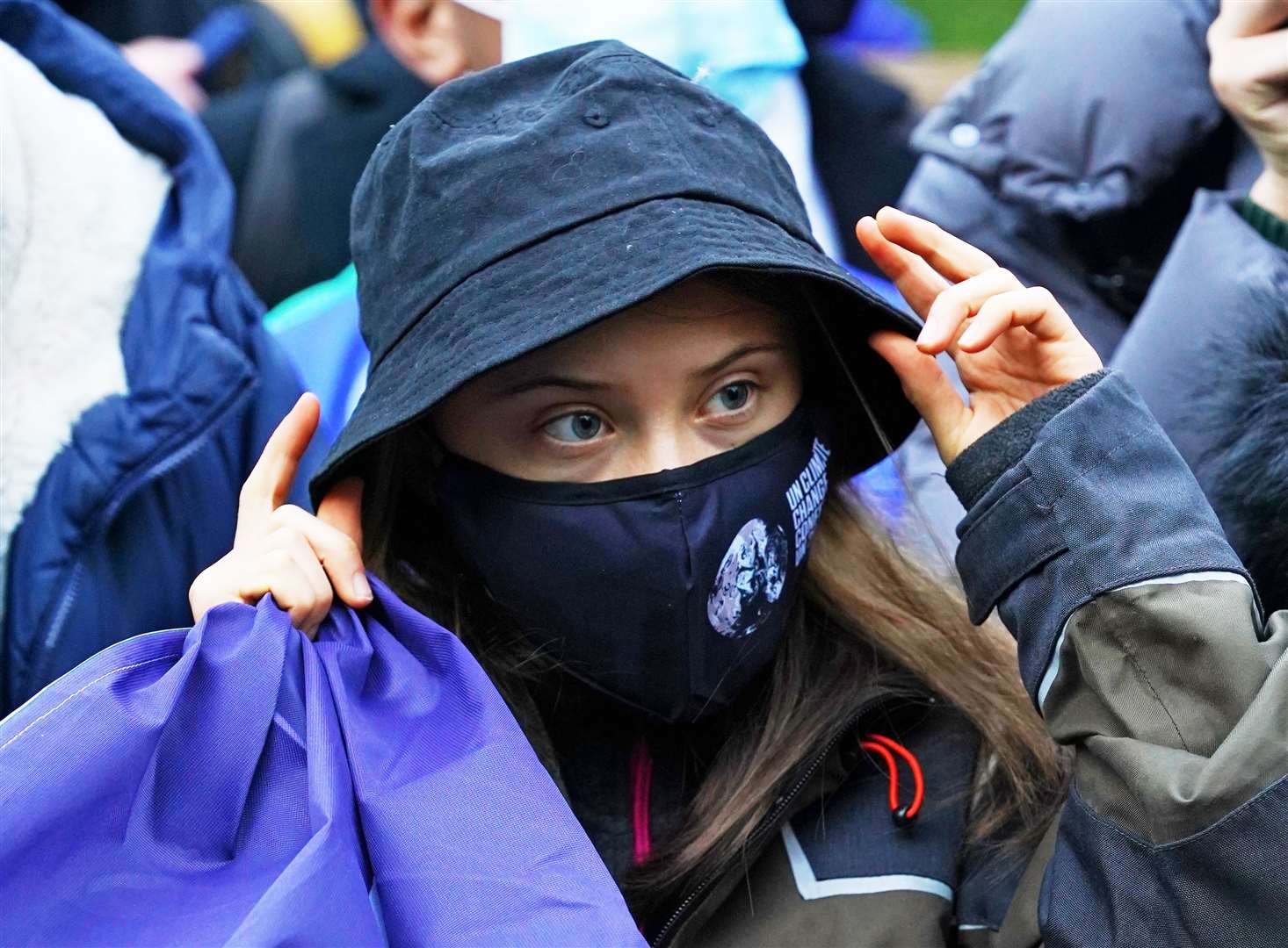 Greta Thunberg at the demo (Andrew Milligan/PA)