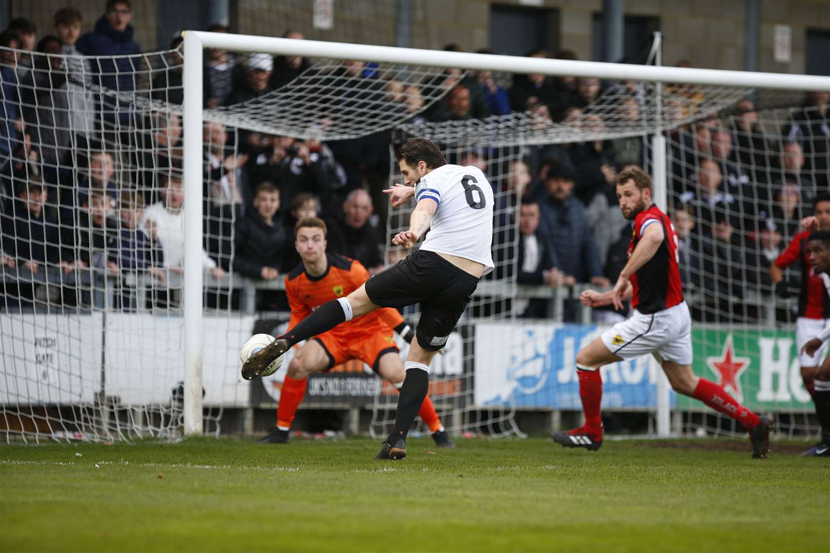 Dartford captain Tom Bonner takes a pop at goal Picture: Andy Jones