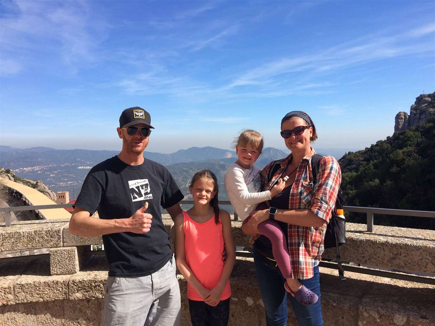 Bianca with her late husband Tom, and daughters Emily and Lizzie, pictured on their European adventure