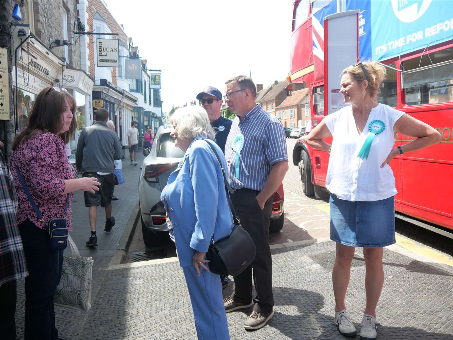 Former Maidstone MP Ann Widdecombe speaks to voters in West Malling High Street