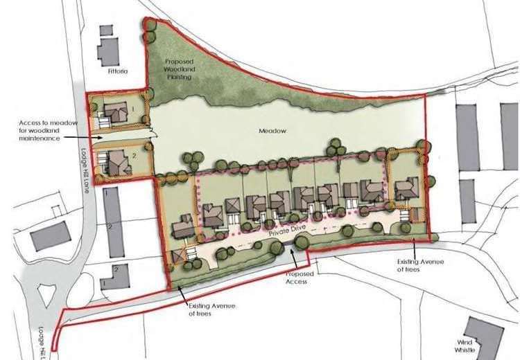 A plan of how the homes, between eight and 12 in number, off Lodge Hill Lane, Chattenden, would look. Picture: On Architecture Ltd