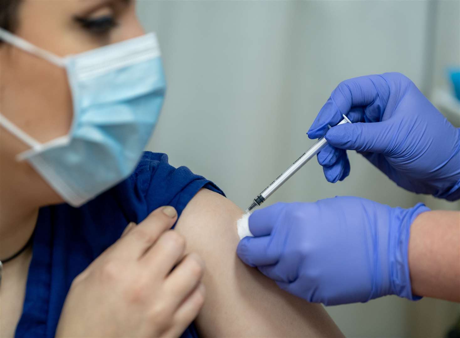 Administering the coronavirus vaccine. Stock picture