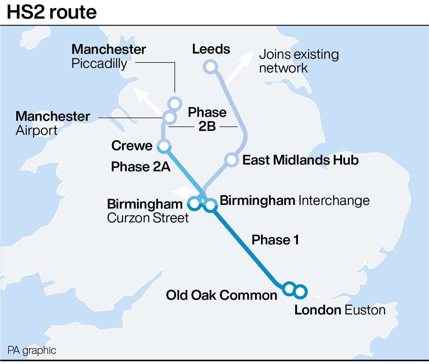 The HS2 route (PA Graphics)