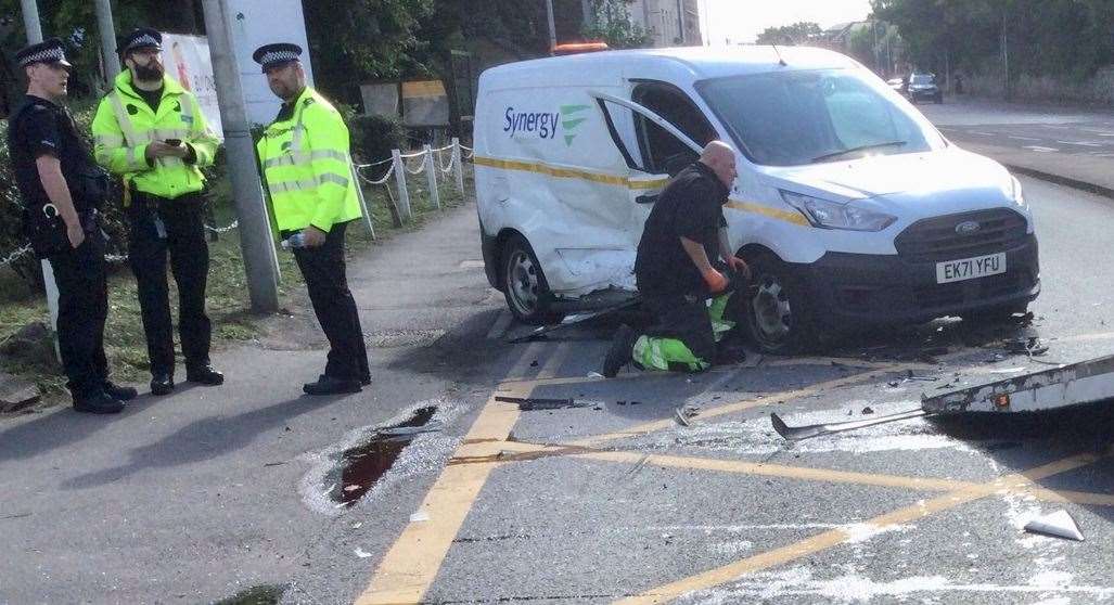 The accident at Larkfield being cleared