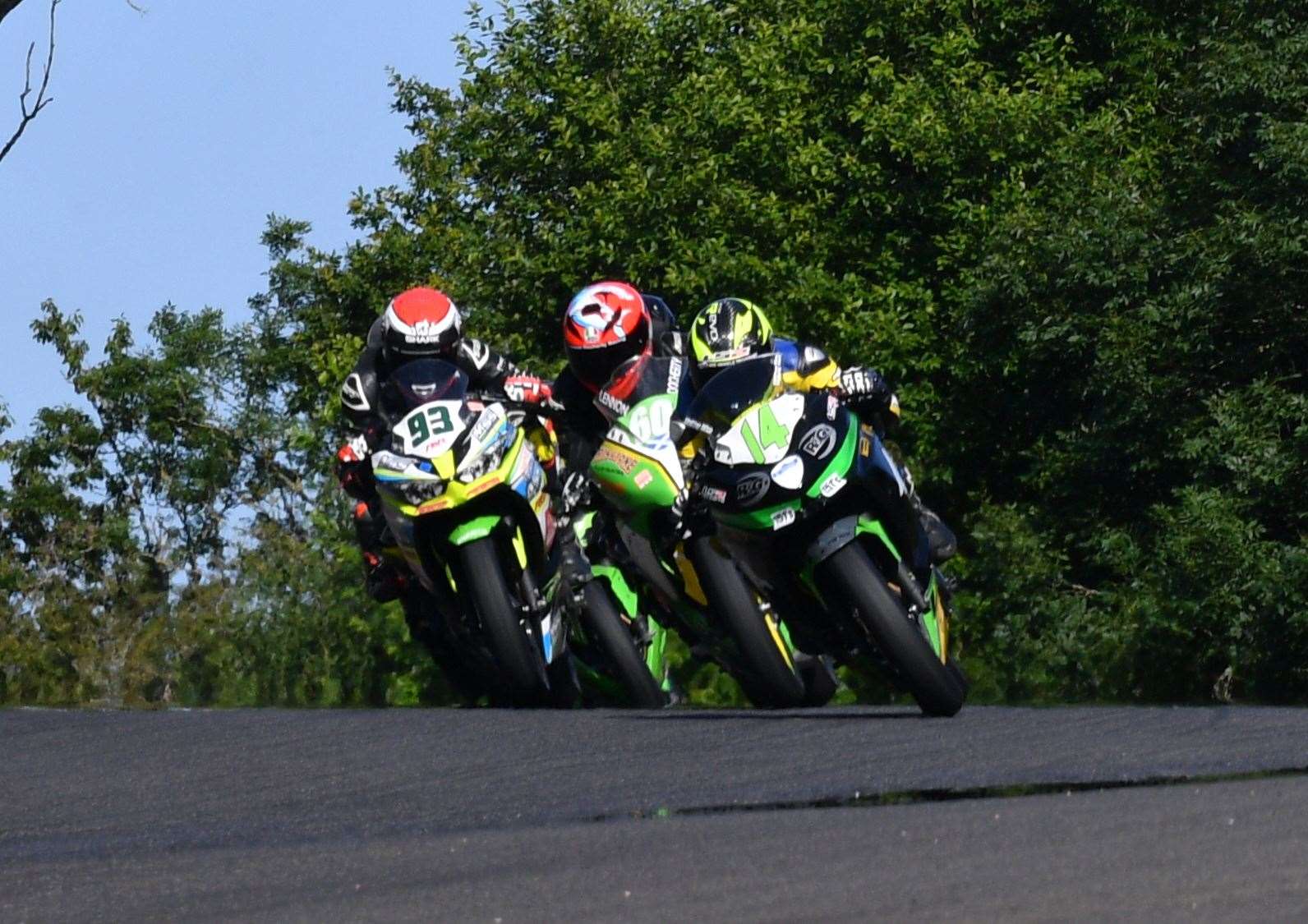 Finn Smart-Weeden leading Saturday afternoon’s race at the Sheene’s curve on the Brands Hatch GP circuit Picture: Jenny “Triker” Wells