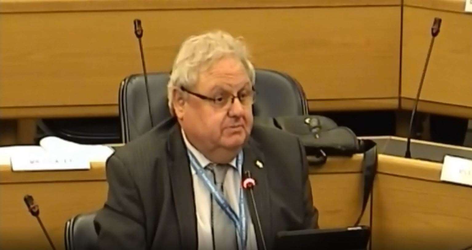 Swale county councillor Andrew Bowles asked for the decision to close Sittingbourne's Frank Lloyd dementia unit to be sent to the Health Minister Matt Hammond. Picture: Kent County Council webcast