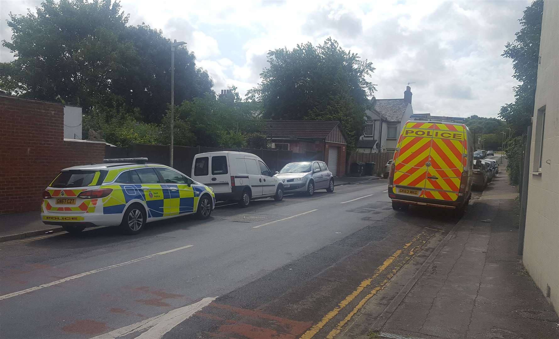 Police vehicles in South Street this morning (14504937)